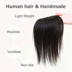 100% Human Hair Topper Machine Hand Made Hair Pieces Clip in Hair Wiglets for Women Thinning Hair,Hair Loss BAZF710 (BR Brown × Hair Length:9.8"(25cm), Base Dimension:2.8"×3.9"(7cm×10cm))