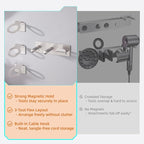 Hair Dryer Holder, Hair Dryer Holder Wall Mount for Supersonic/Nural & Attachments. Stainless Steel Hair Dryer Stand with Magnetic Rings. Hair Tool Organizer for Bathrooms Silver BANJEKT
