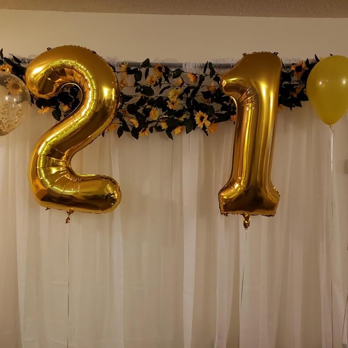 Gold Number 21 Balloon, 40 Inch Large 12/21 Number Foil Mylar Balloons - Image 5