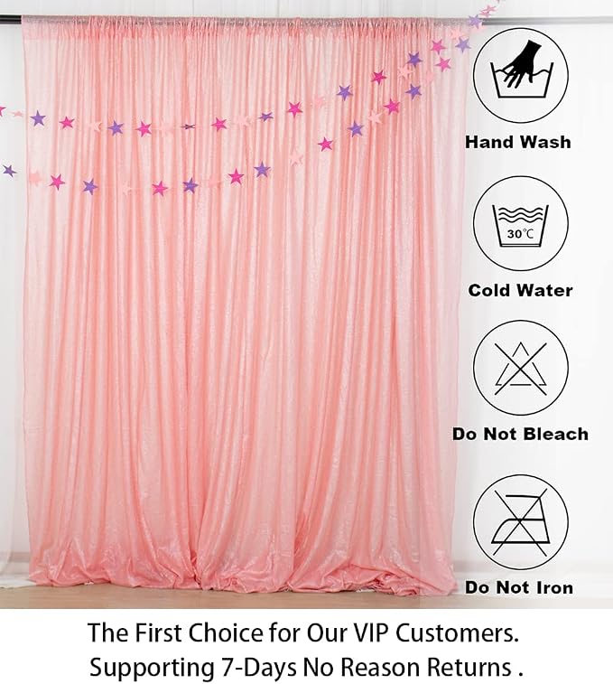ShinyBeauty Sequin Backdrop 8ftx10ft Baby Pink Sequins Fabric Drapes Sparkle - Image 5