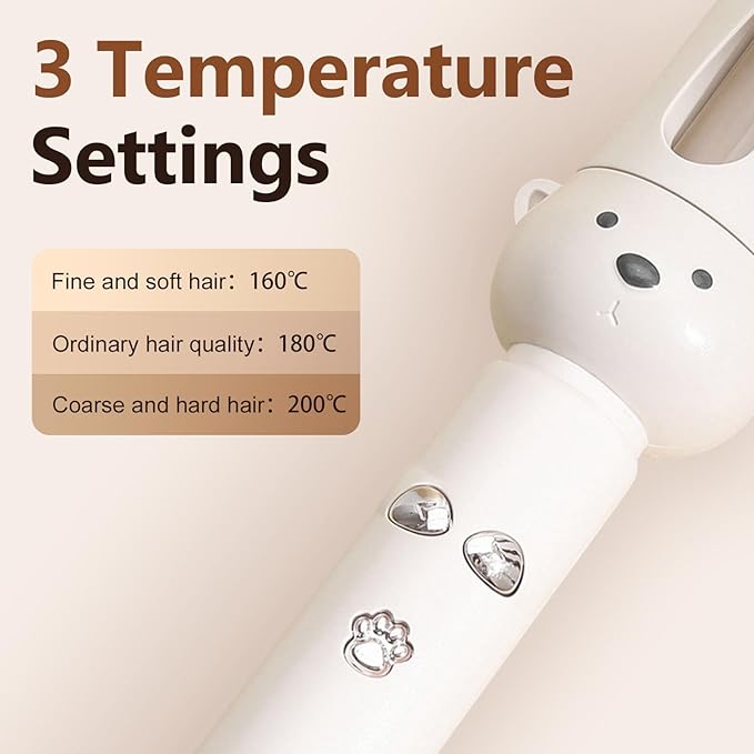 2026 New Fully Automatic Lazy Curling Stick, Upgrade Electric Rotary Curler Automatic Curling Iron, Large Curling Without Damaging Hair 28mm Comfort Hair Curler (Beige)
