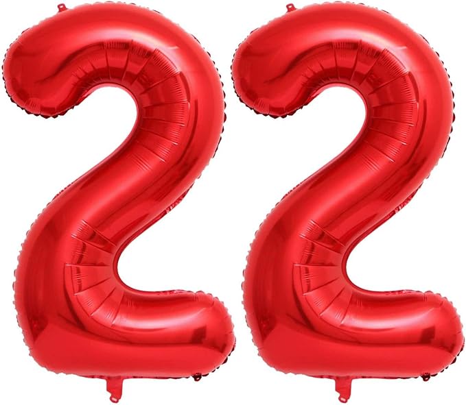 40 Inch Red 22 Balloons Giant Number 22 Balloons Red 22 Birthday Balloons 22th by LHOAVWE