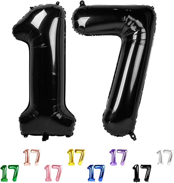 Number Balloons 17 Balloon Black by Enyeopd