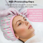 2 Pack Shower Caps for Women - Deep Conditioning Hot Oil Steam Cap for Shower, Spa, Travel & Cooking Reusable Waterproof Double Layer Hair Treatment Caps(Pink Set)