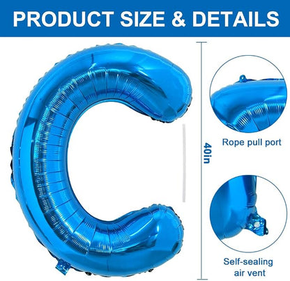 TONIFUL 40 Inch Large Blue Letter C Foil Balloons Alphabet Balloons | Giant - Image 2