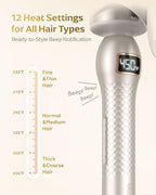 Professional Curling Iron 2 Inch, Large Barrel Curling Wand for Long Hair, MCH Heating with 12 Temperature, Dual Voltage, Gold