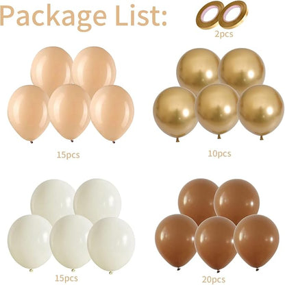 Balloons Brown and Gold, 60 Packs 12 Inch Retro Brown Cream Beige Balloon Sand - Image 2