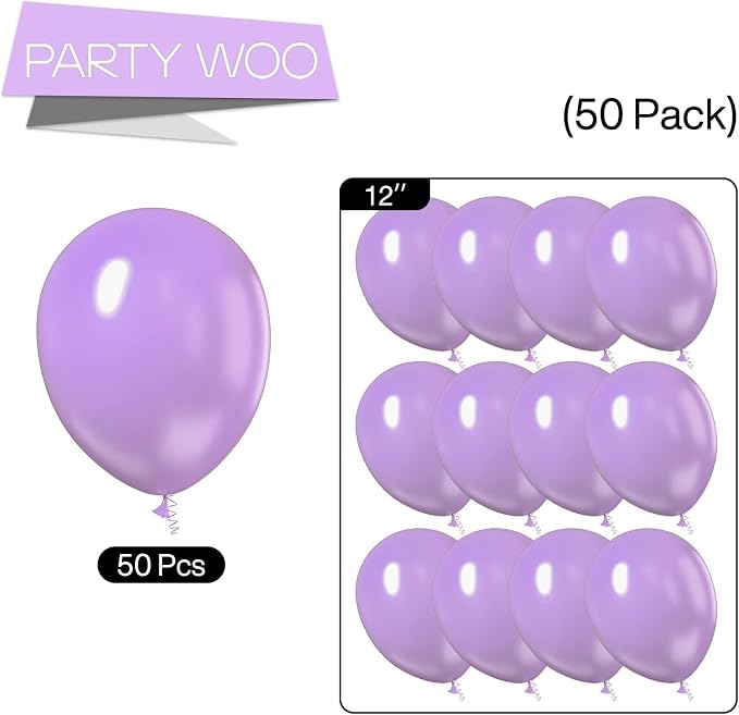 PartyWoo Lavender Balloons 50pcs Light Purple Latex Helium Balloons 12 Inch | - Image 6