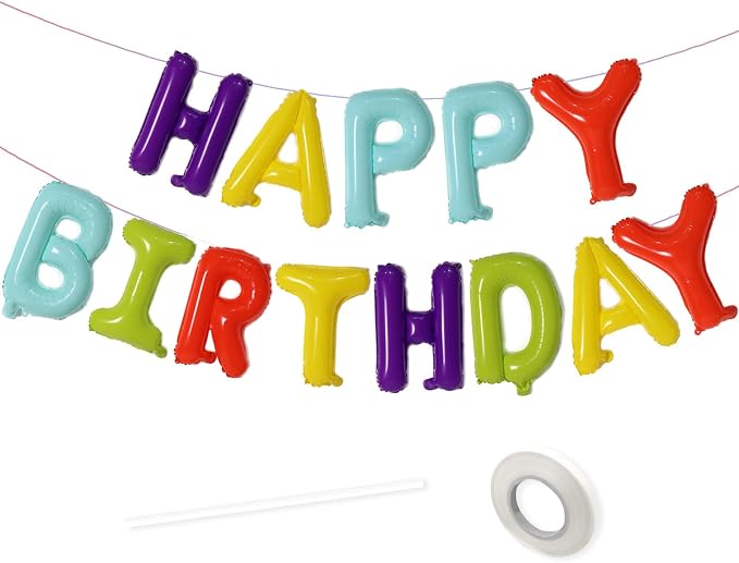 VHUWE 16 Inch Happy Birthday Balloon, Pastel Candy Colours Happy Birthday by VHUWE