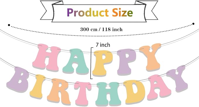 Pre-Strung Pastel Happy Birthday Banner, Girls Toddler Birthday Party - Image 2