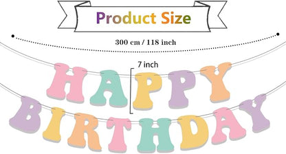 Pre-Strung Pastel Happy Birthday Banner, Girls Toddler Birthday Party - Image 2