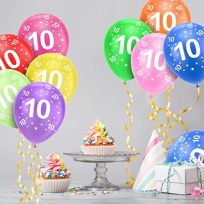 Ainiv 10th Birthday Balloons 18PCS, 12inch Numbers Printed Latex Balloons | - Image 7