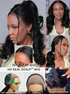 KLAIYI HD Real Scalp Wig 13x4 Lace Frontal Human Hair Wig Loose Body Wave with Face Framing Curtain Bangs Pre Everything Glueless 3S Wear and Go Precut Lace Pre Plucked Pre Bleached 180%Density 20Inch