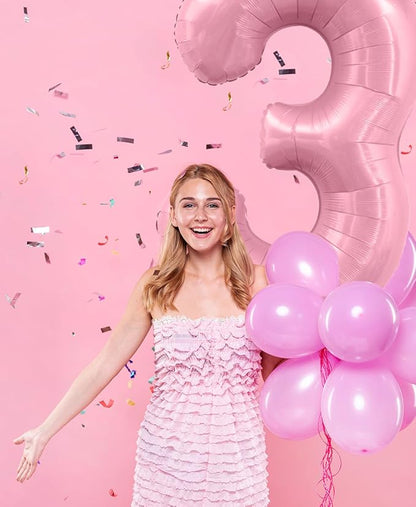 Pastel Pink 8 Balloons, 40 Inch Large Light Pink Foil Number Balloons 0-10 - Image 5