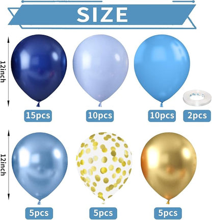 Metallic Chrome Blue Gold Balloons - Image 2