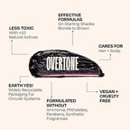 Overtone Daily Color Depositing Conditioner, Black Velvet, 4.5 oz, Hydrating, Damage-Free Temporary Hair Color for All Hair Types with Shea Butter & Coconut Oil, Vegan & Cruelty-Free