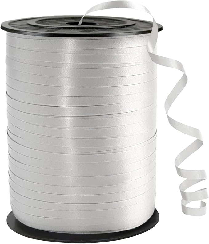 White Curling Ribbon, 500 Yard White Ribbon, Curling Ribbon, 1/5" Ribbon Curling by WUYUEJXI