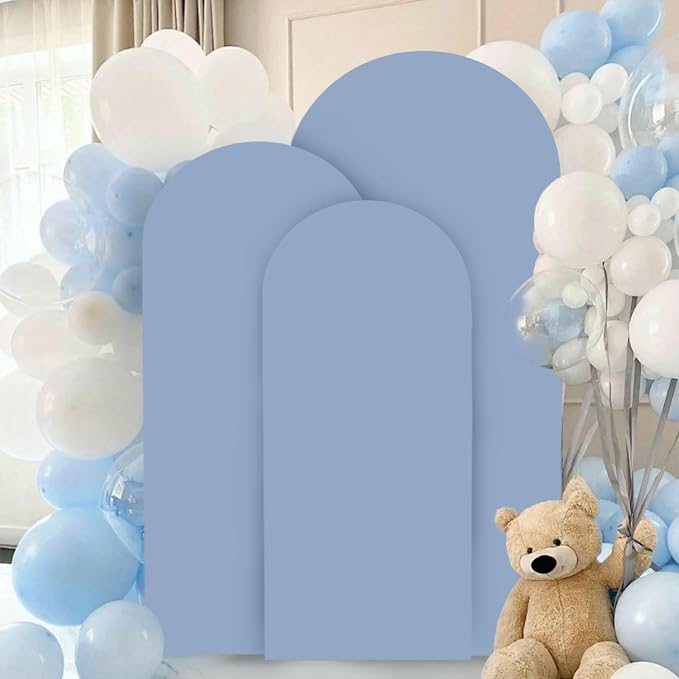 FANPROMS Set of 3 Wedding Arch Cover 6FT 6.6FT 7.2FT Dusty Blue Round Top - Image 5