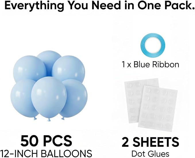 50pcs 12 Inch Matte Pastel Blue Latex Balloons 12 Inch | Premium Light Blue - Image 2