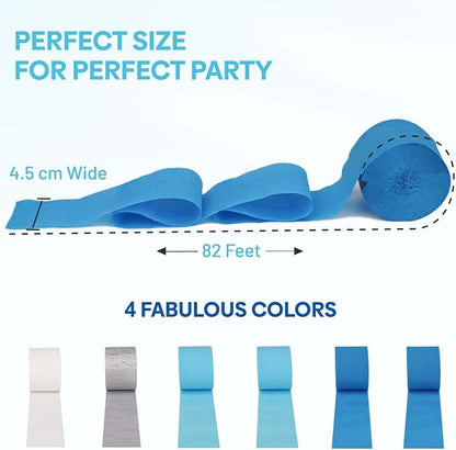 6 Light Blue Streamers, 492ft Pack of Crepe Paper Party Decorations | Each roll - Image 3