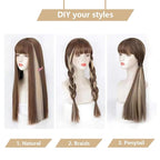 Blonde Hair Extensions Clip in for Kids Girls, 10 Pieces 22 Inch Long Straight Colored Streak Synthetic Accessories Hairpiece Clip ins, Play Party Highlights
