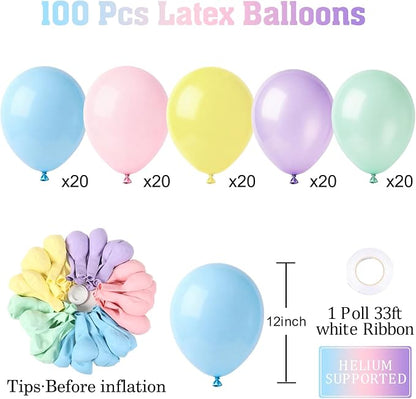 Patimate Pastel Balloons 100 Pack 12 Inch Round Macaron Color Balloons | Latex - Image 3