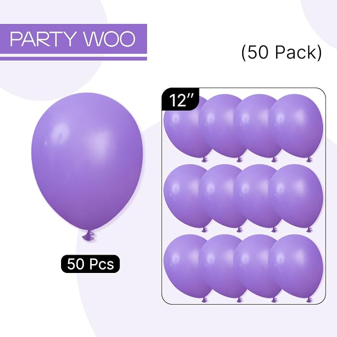 PartyWoo Purple Balloons 50pcs Latex Helium Balloons 12 Inch | Birthday Baby - Image 7