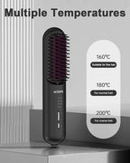 Rechargeable Hair Straightener Brush - 6400mAh Large Capacity Battery - Portable Straightening Brush Comb - Mini Cordless Ionic Straightener for Women - Great for Travel & Home ACSGPG