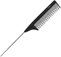 Veeta Professional Carbon Fiber Comb - (Multiple Styles) Anti Static Heat & Chemical Resistant Hair Combs - Rat Tail Comb, Styling Comb, Wide Tooth Comb, Wave Comb (Black) (Rat Tail Comb)
