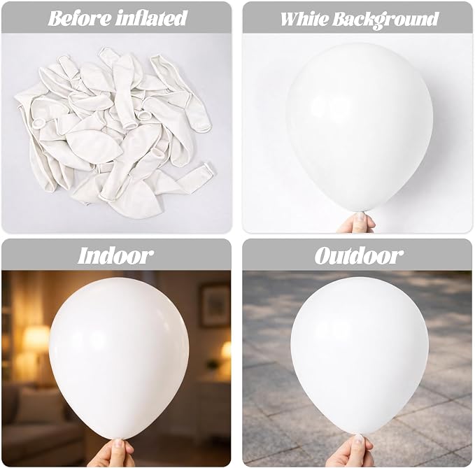 Voircoloria 130pcs White Party Balloons Garland Arch Kit, 18 12 10 5 Inch | - Image 3