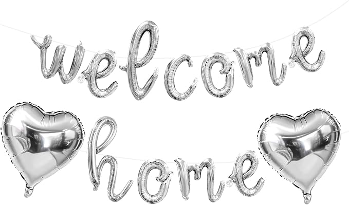 Welcome Home Balloons Silver, 16Inch Welcome Home Foil Banner by Xinvery