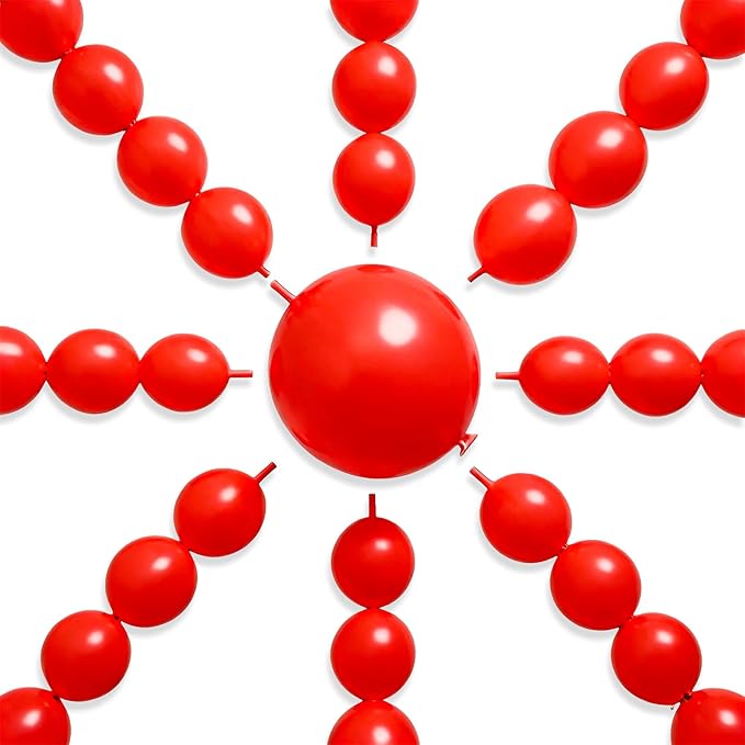 PartyWoo Red Linking Balloons 100pcs 6 Inch Red Link Balloons | by PartyWoo