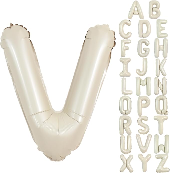 TONIFUL 40 Inch Large Cream White Letter V Balloons Giant Alphabet Letter by TONIFUL