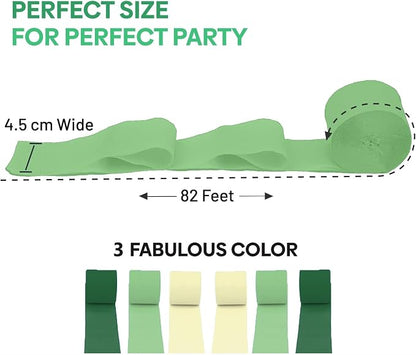 6 Green & White Crepe Paper Streamers, 492ft Pack of Party Decorations | Each - Image 2