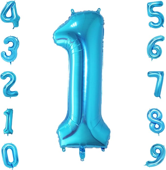 40 Inch Blue Number Balloons, Helium Mylar Foil Number Balloons by Unknown