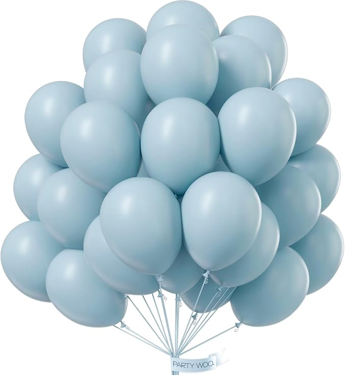 PartyWoo Dusty Blue Balloons 50pcs Light Blue Aqua Boho Color | 12 Inch Balloons by PartyWoo