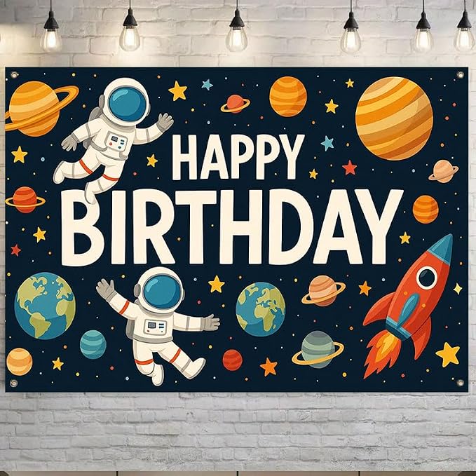 Space Birthday Decorations Banner 71x43 Inch, Large Outer Space Birthday Party - Image 5