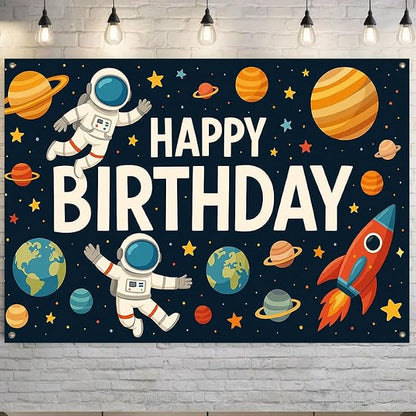 Space Birthday Decorations Banner 71x43 Inch, Large Outer Space Birthday Party - Image 5