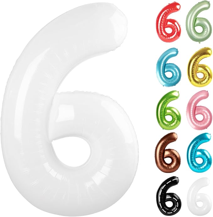 White Number 6 Balloon 40 Inch by IWERP