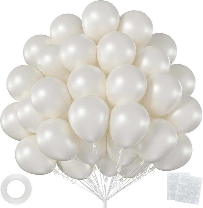 50pcs Pearl White Balloons, Helium 12inch Pearl White Party Balloon | Balloons by ZizasAry