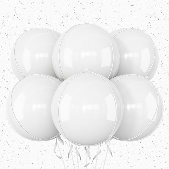 6Pcs Matte White Round Foil Balloons, Giant 4D Round Ball Balloons, 22 Inch by Adorely