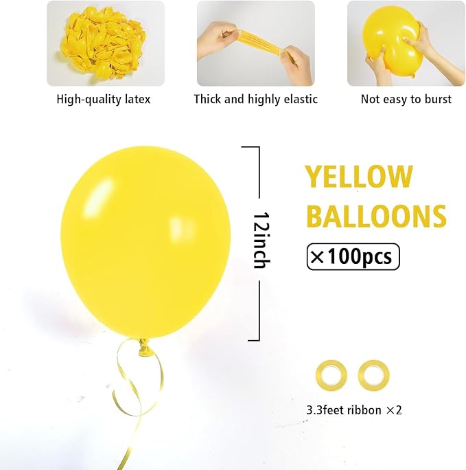 100pcs 12inch Yellow Balloons - Image 2