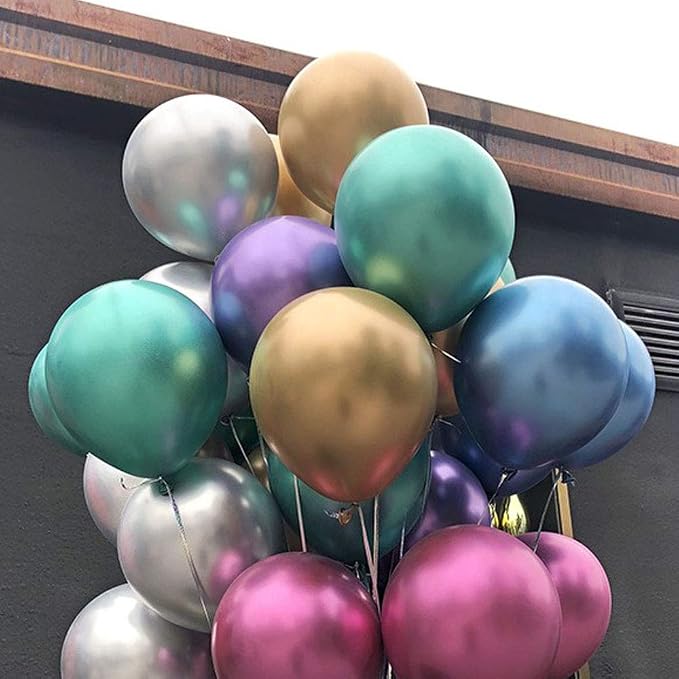 Metallic Balloons 12 inch, Colorful Chrome Shiny Party Balloons | Latex Globos - Image 8