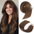Tape in Hair Extensions Real Human Hair 24 Inch Darkest Brown Double Sided Tape for Skin Weft Hair Extension Invisible Tape in Hair Extensions Straight Remy Human Hair for Women 20pcs (4#,24 Inch)