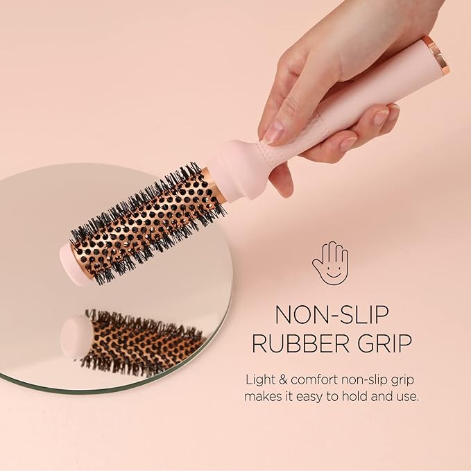 Magic Curling Round Brush Set (1&1.7Inches), Cut Drying Time, Self-Standing Round Brush, Great Blowout,Ceramic Coated Barrel,Quick Styling,Blowout Volume,Ionic Thermal Barrel, Wave Styler
