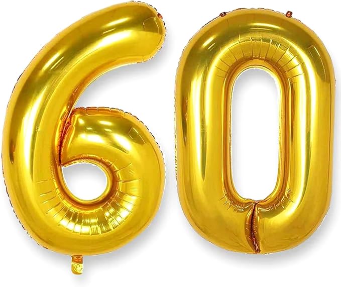 AULE 40 Inch Gold 60 Balloon Number Foil 0-9 Birthday Big Numbers | Birthday by AULE