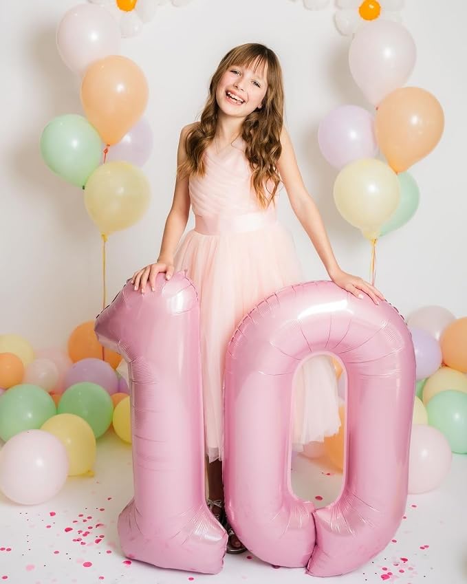 20 Balloon Number 40 Inch Pastel Pink Balloons - Image 3