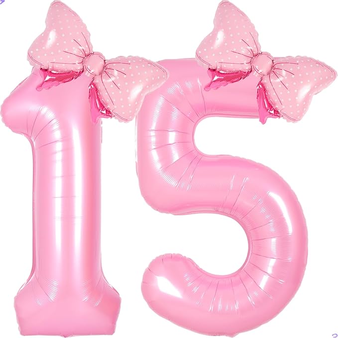 Pink 15 Balloon Numbers Pink Birthday Decorations by Unknown