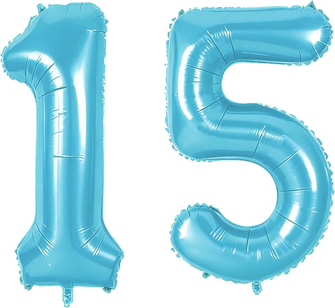 Number 15 Balloons for 15th Birthday Party Decorations, 0-100 Large No.15 by Joycard