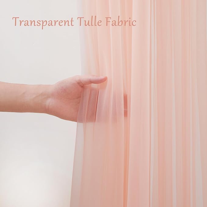 20x8ft Peach Tulle Backdrop Curtain - Image 3